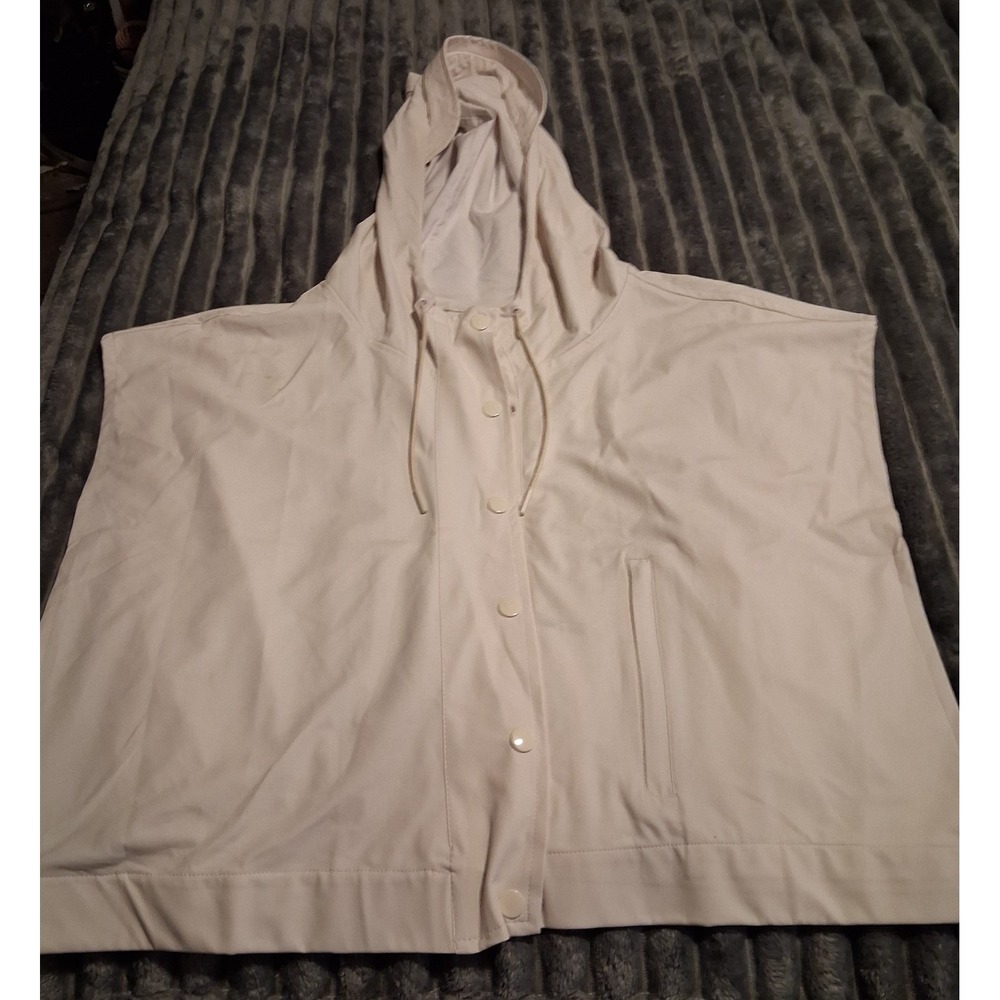 NWOT Ashley Stewart Curvy Girl Cream Sleeveless Hooded Vest Size 4X Plus Size